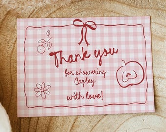 Apple Bridal Shower Thank You Card: She Picked a Good One (Editable Canva Template 641)