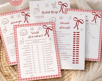 Apple Bridal Shower Games,  She Picked a Good One, Apple-y Ever After (Editable Canva Templates 641)