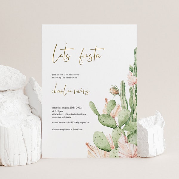 Fiesta Bridal Shower Invitation, Boho Cactus Bridal Shower Invite, Desert Bridal Shower Invite, Printable Template, Instant Download 130