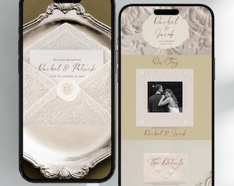 Old Money Wedding Website: Olive & Ivory Digital Invitation with RSVP (Editable Canva Template)