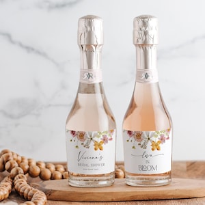 Wildflower Mini Champagne Label Editable, Love in Bloom Bridal Shower Mini Wine Labels, Summer Floral Labels Template Printable Download 455