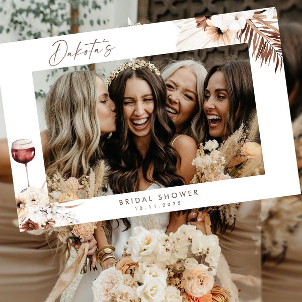 Wine Bridal Shower Photo Prop Frame Editable, Vino Before Vows  Frame Template, Wine tasting Bridal Photo Booth Printable Download 785