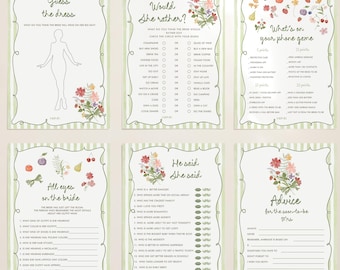 Fruits and Flowers Bridal Shower Games Bundle: Fresh off the Market bachelorette (Editable Canva Template 864)
