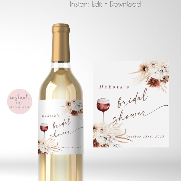 Vino Before Vows Wine Label, Wine Tasting Bridal Shower Wine Labels, Wine Bridal Sprinkle Stickers, Template Editable Printable Download 785