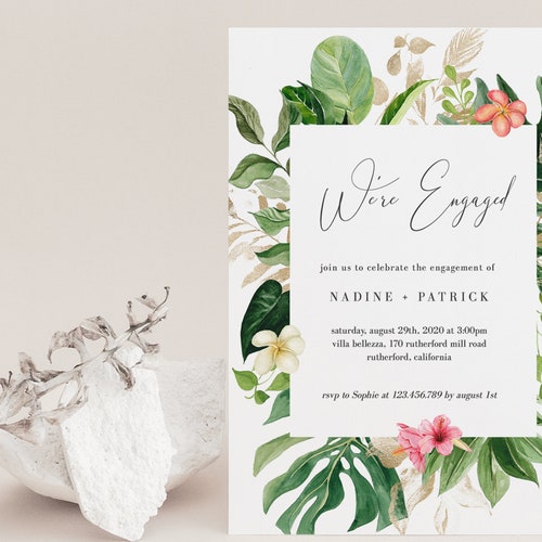 Editable Engagement Party Invitation Template Tropical - Etsy