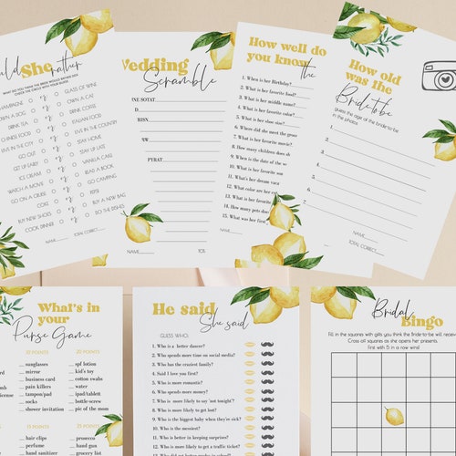 She Found Her Main Squeeze Game Bundle Lemons Bridal Shower Etsy