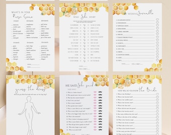 Meant to Bee Bridal Shower Game Bundle:  Floral Honey Bride-to-Bee theme (Editable Download 311)
