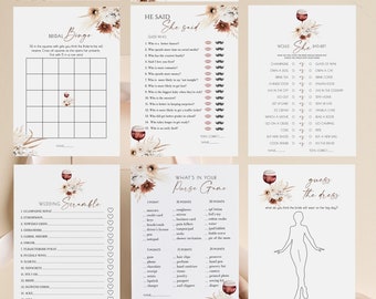 Editable Wine Bridal Shower Game Bundle, Cheers to Love Bridal Shower Games, Vino Before Vows Games, Printable Instant Download 785