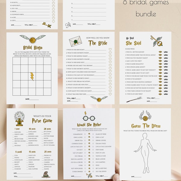 Editable Magical School Bridal Shower Game Bundle, Wizard Bridal Shower Games Printable, Magic Bridal Brunch Decor Instant Download 565