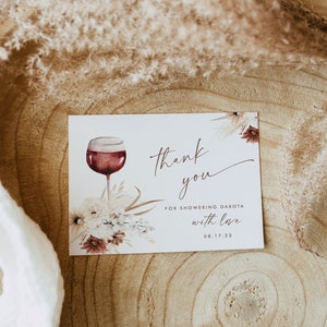 Carte de remerciement de vin, carte de remerciement de rouille, Vino avant les vœux Merci, douche nuptiale de dégustation de vin Merci, modèle imprimable 785