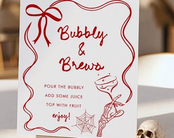 Halloween Mimosa Bar Sign: Pick Your Poison Drinks Menu (Editable Canva Template 676)