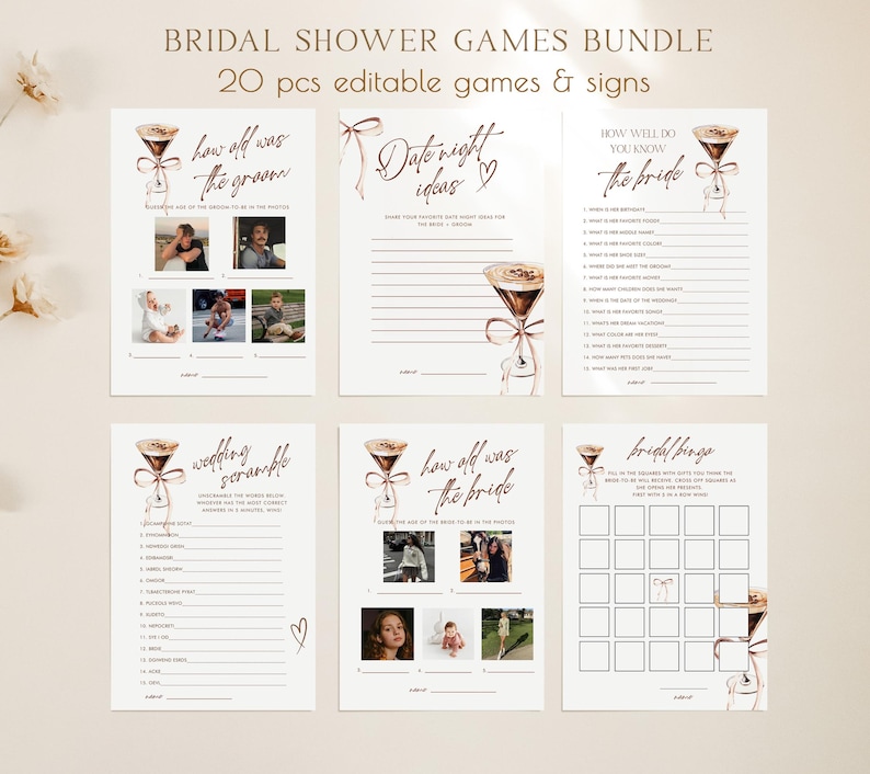 Love is brewing Bridal Shower Games, Espresso Martini Hen Party Games, A Tini Bit Closer Games Bundle Template Editable Digital Download 380 image 4