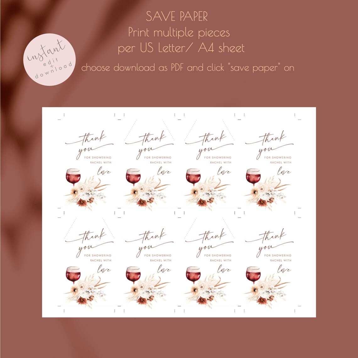 Wine Bridal Shower Favor Tags Template Cheers to Love Bridal | Etsy