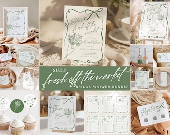 Paquete de invitaciones para despedida de soltera recién salida del mercado: juegos y letreros dibujados a mano (315 plantillas editables)