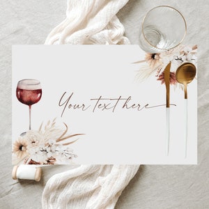 Wein Tischset Vorlage bearbeitbar, Vino vor Gelübde Brautparty personalisierte Tischset, Weinprobe Tischdekoration, Instant Download 785