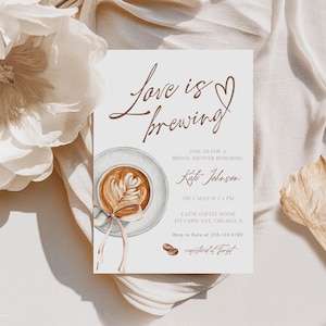 Coffee Bridal Shower Invitation: Love is Brewing Hen Party (Digital Download 381)