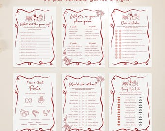 Pacchetto giochi per addio al nubilato That&#39;s Amore: tema italiano ondulato (download digitale 205)