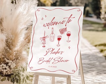 Vino Before Vows Bridal Shower Welcome Sign: Wine Party Decor (Editable Instant Download 751)