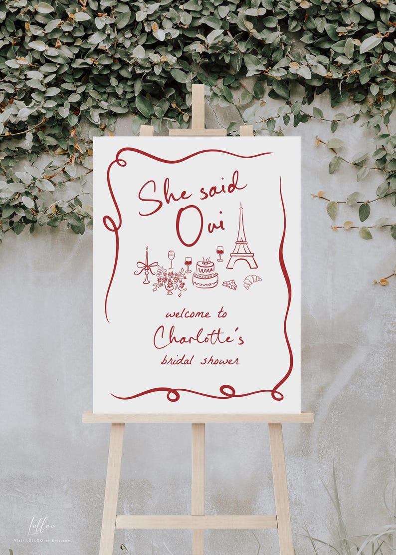 She Said Oui Bridal Shower Welcome Sign, Paris Cafe Bachelorette ...