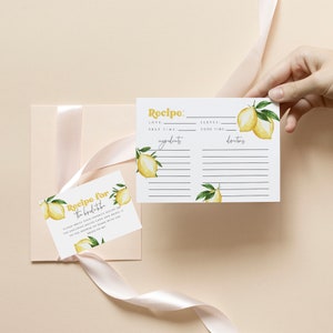 Cartão de receitas para chá de panela com limão, para impressão, ela encontrou seu pedido de receita principal para apertar, jogos para chá de panela na Itália, download instantâneo 011