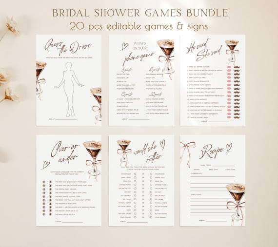 Love is brewing Bridal Shower Games, Espresso Martini Hen Party Games, A Tini Bit Closer Games Bundle Template Editable Digital Download 380