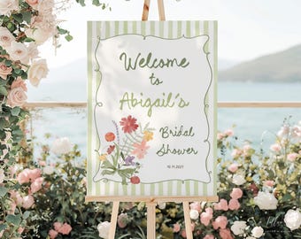 Fruits and Flowers Bridal Shower Welcome Sign: Fresh off the Market decor (Editable Template 864)