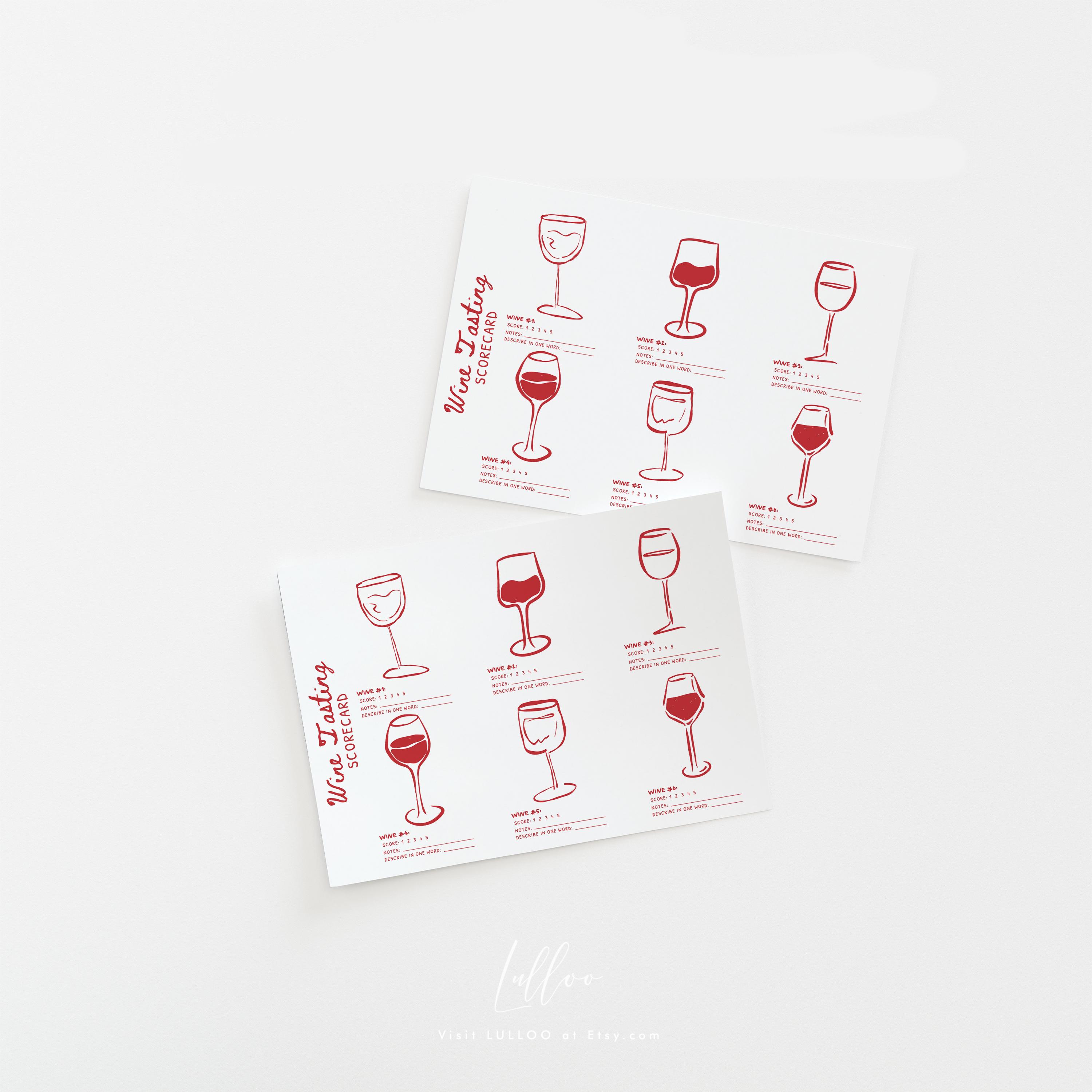 Wine Tasting Placemat Editable: Whimsical 6 Wines Scorecard (template ...