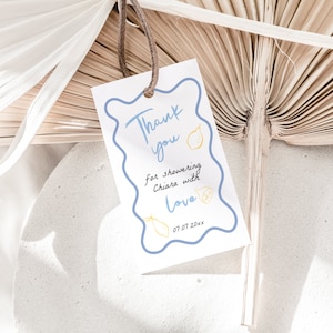 Wavy Italian Bridal Shower Favor Tags Template, Lemon Scallop Bridal Shower Labels, Main Squeeze Favor Tags, Instant Download 544