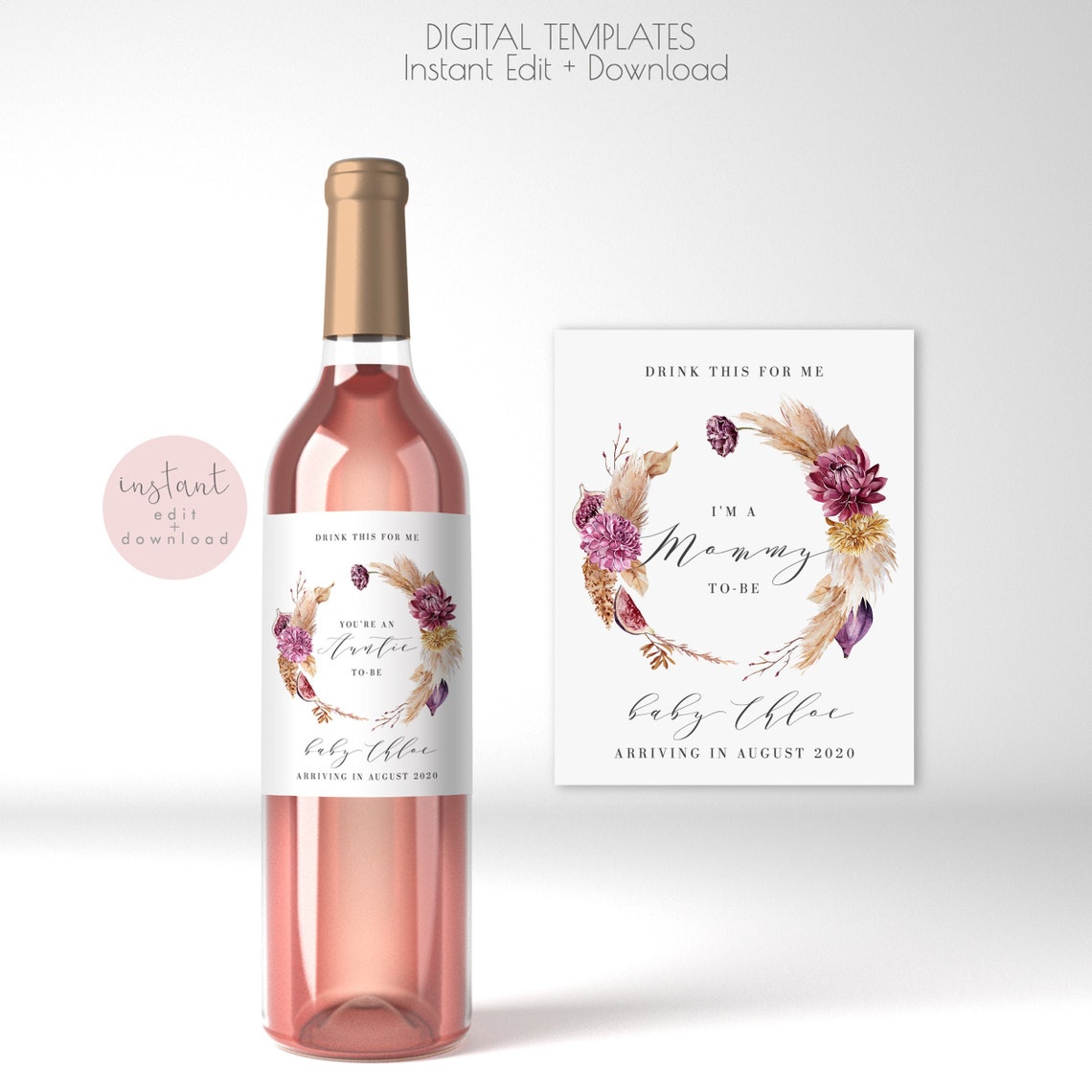 Printable Pregnancy Announcement Wine Label Personalized - Etsy