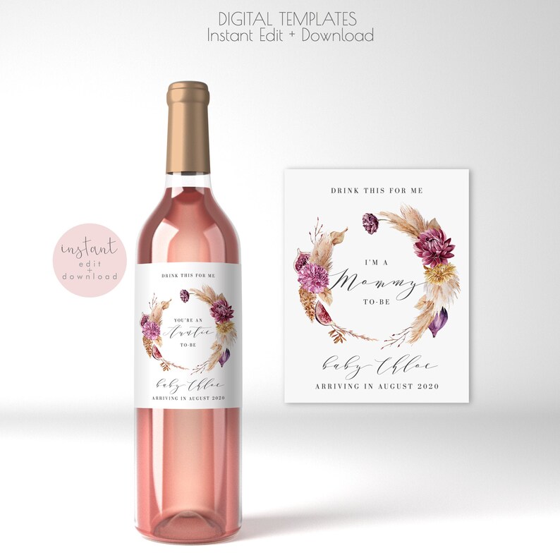 Printable Pregnancy Announcement Wine Label Personalized - Etsy