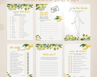 She Found Her Main Squeeze Game Bundle, Lemons Bridal Shower Games Printable, Italian Bridal Shower, Instant Download 011