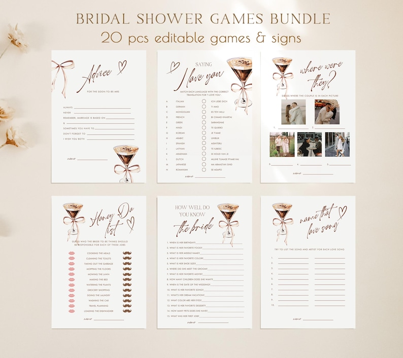 Love is brewing Bridal Shower Games, Espresso Martini Hen Party Games, A Tini Bit Closer Games Bundle Template Editable Digital Download 380 image 2