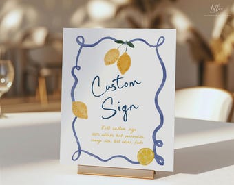 Italian Bridal Shower Sign: Lemon Decor, Found Her Squeeze Theme (Instant Download Template 481)