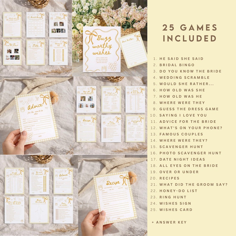 Sie fand ihren Honig Brautdusche Spiele Bundle: Bee & Check (editierbare Canva Vorlage 345) Bild 3