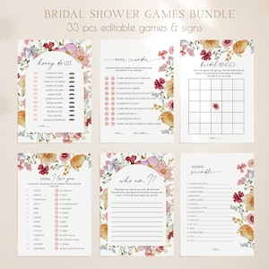 Love in Bloom Bridal Shower Game Bundle Editable, Wildflower Bridal Shower Games, Boho Floral Bridal Games Printable, Instant Download 455