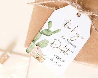 Fiesta Bridal Shower Favor Tags Template, Boho cactus Bridal Shower Labels, Desert Bridal Shower Favor Tags, Instant Download 130