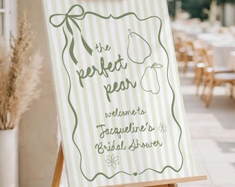 Pear Bridal Shower Welcome Sign: Perfect Pair Hen Party Decor (Canva Template 947)