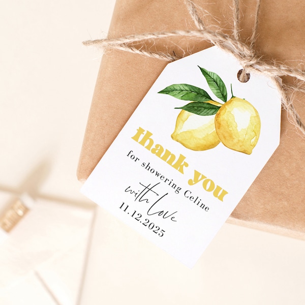 Main Squeeze Bridal Shower Favor Tags Template, Lemon Bridal Shower Labels,Italian Favor Tags, Citrus thank you, Instant Download 011