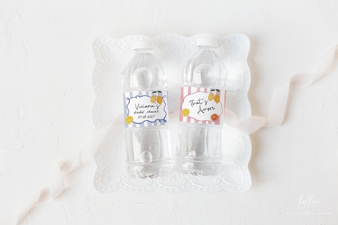 Hand Drawn Italian Water Bottle Label Template, Lemon Bottle Sticker ...
