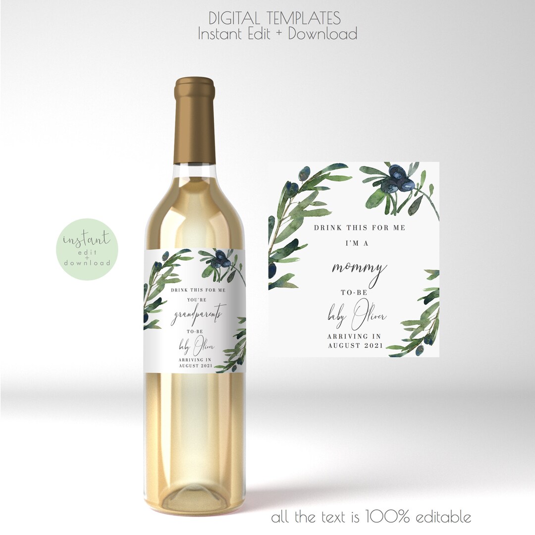 Editable Pregnancy Announcement Wine Label, Drink This for Me I'm a ...