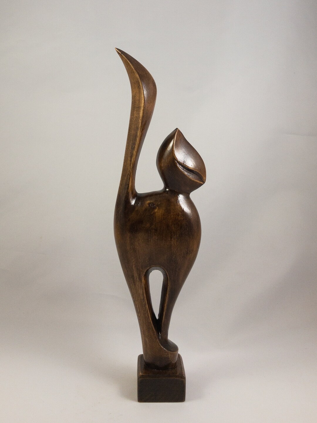 Handcrafted Carved Wooden Cat Figurine Etsy