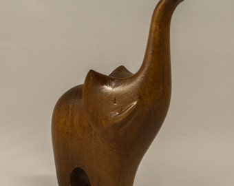 Handcrafted Carved Wooden Elephant Figurine