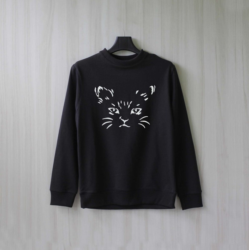 Cat Sweatshirt Meow Kitten Cat Sweater Women Jumper Pullover | Etsy