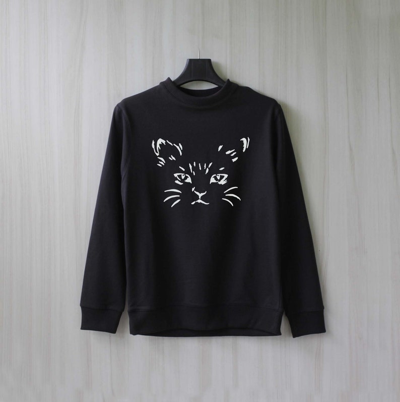 Cat Sweatshirt Meow Kitten Cat Sweater Women Jumper Pullover Etsy