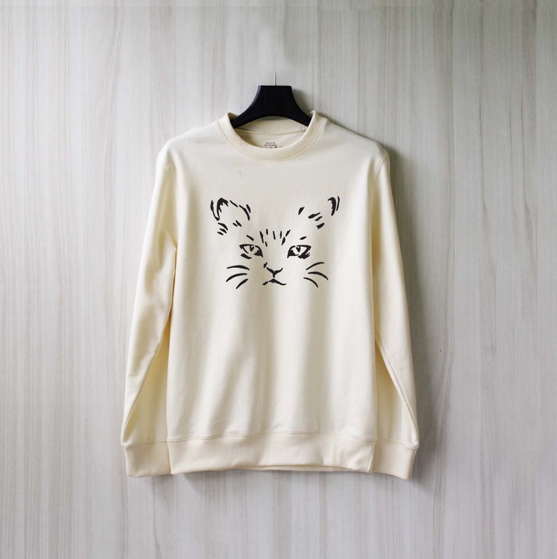 Cat Sweatshirt Meow Kitten Cat Sweater Women Jumper Pullover Etsy