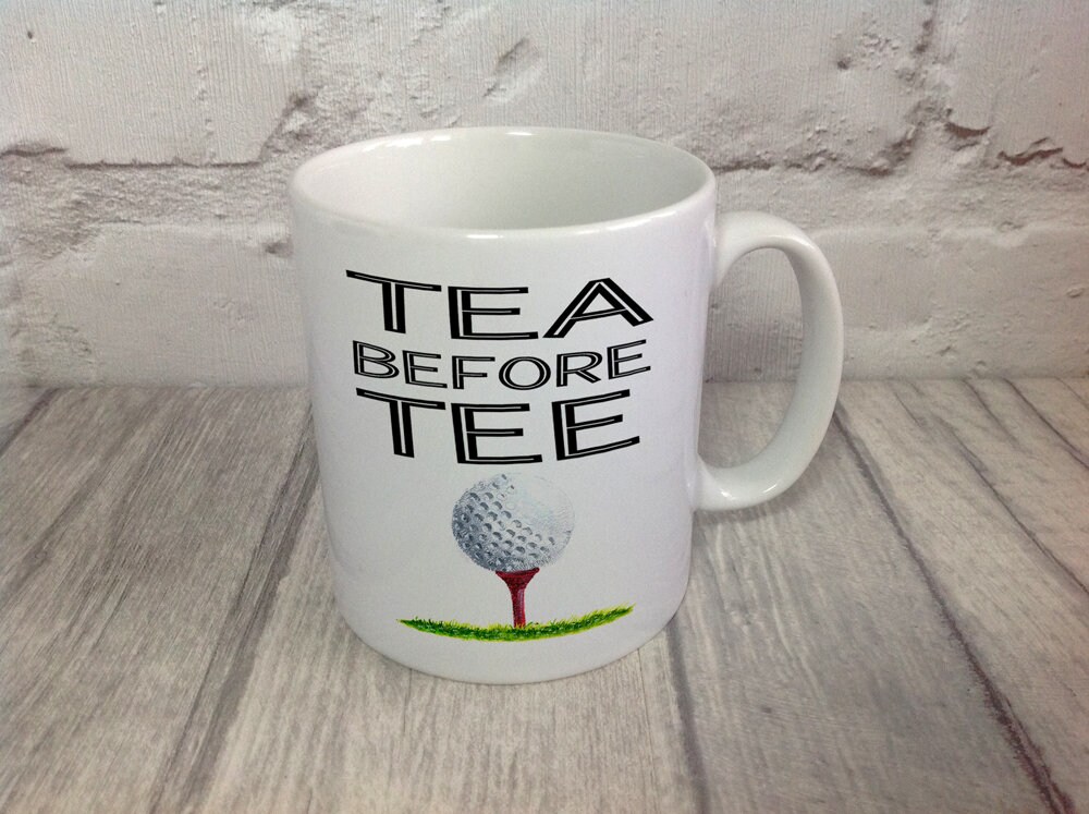 Golf Mug Tea before Tee illustrated Mug Gifts for him Golf Etsy