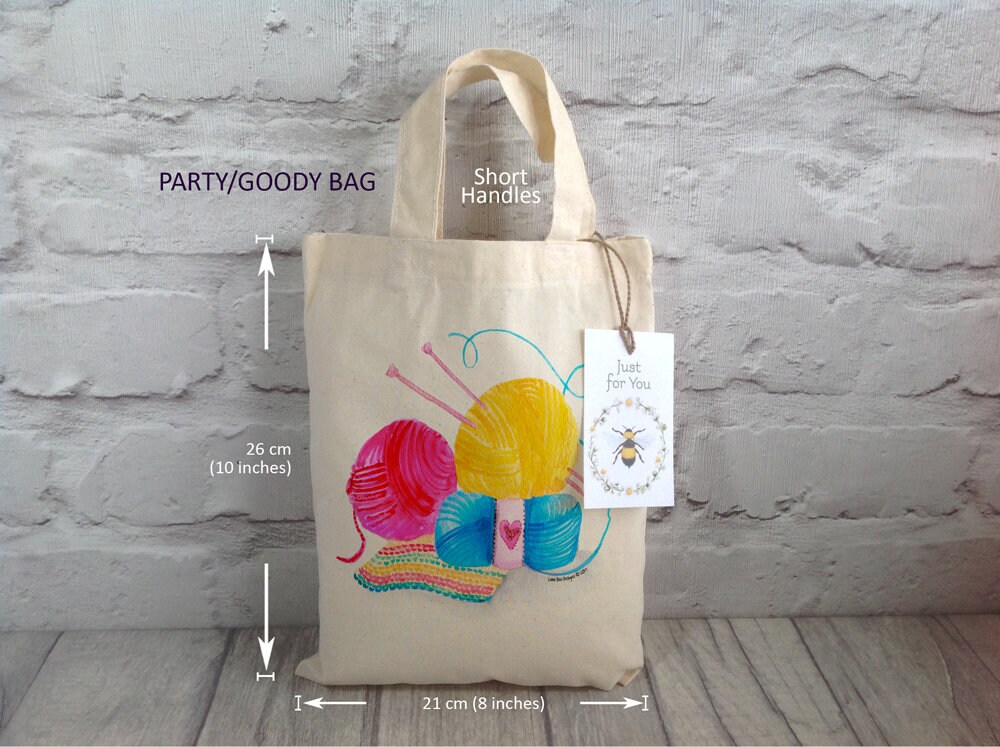 Knitting Gift Bag / Mini Tote bag /Party goody bag / Craft Etsy