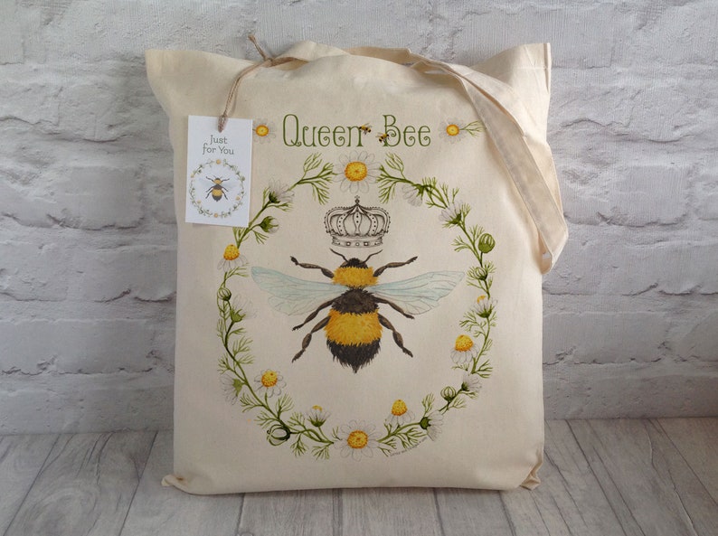 Queen Bee Tote Shopping Bag Beekeeper gift Etsy