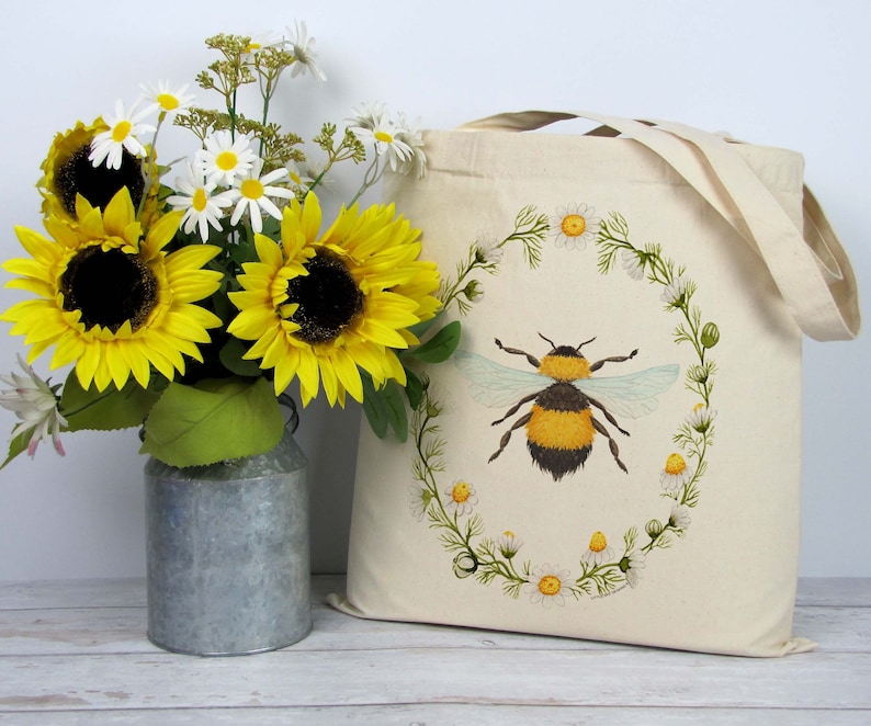 Bee Tote Bag / Shopping Bag / Cotton Tote / Market bag / Eco Tote Bag / Bumble Bee 