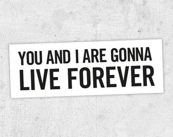 LARGE WALL STICKER OASIS LYRICS YOU AND I ARE GONNA LIVE FOREVER TRANSFER UK